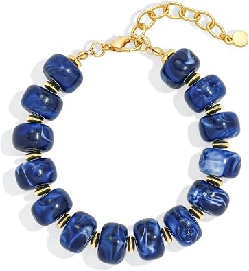 Chunky Beaded Bracelets for Women Boho Multicolor Acrylic Resin Beads Bracelet Adjustable Statement Bracelet Summer Beaded Jewelry